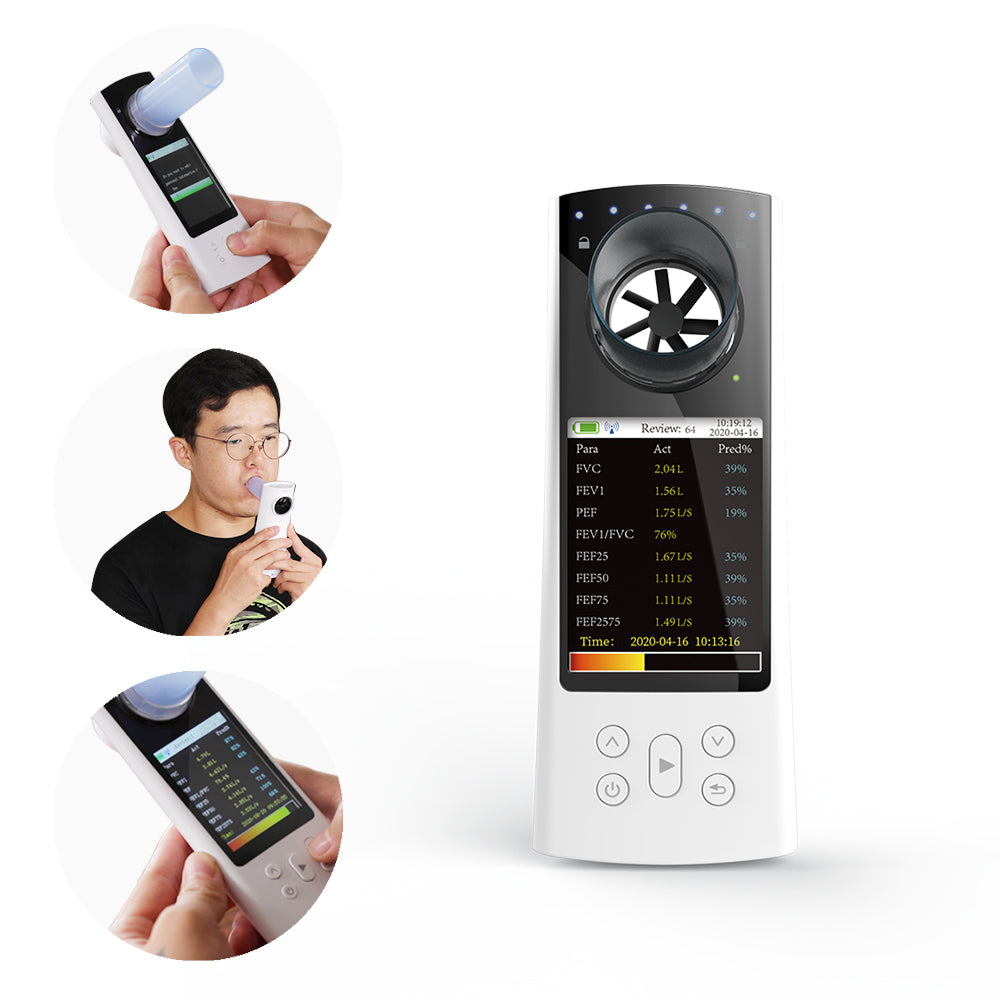 SR011 Color Display Spirometer with free PC Software and APP rechargeable bluetooth