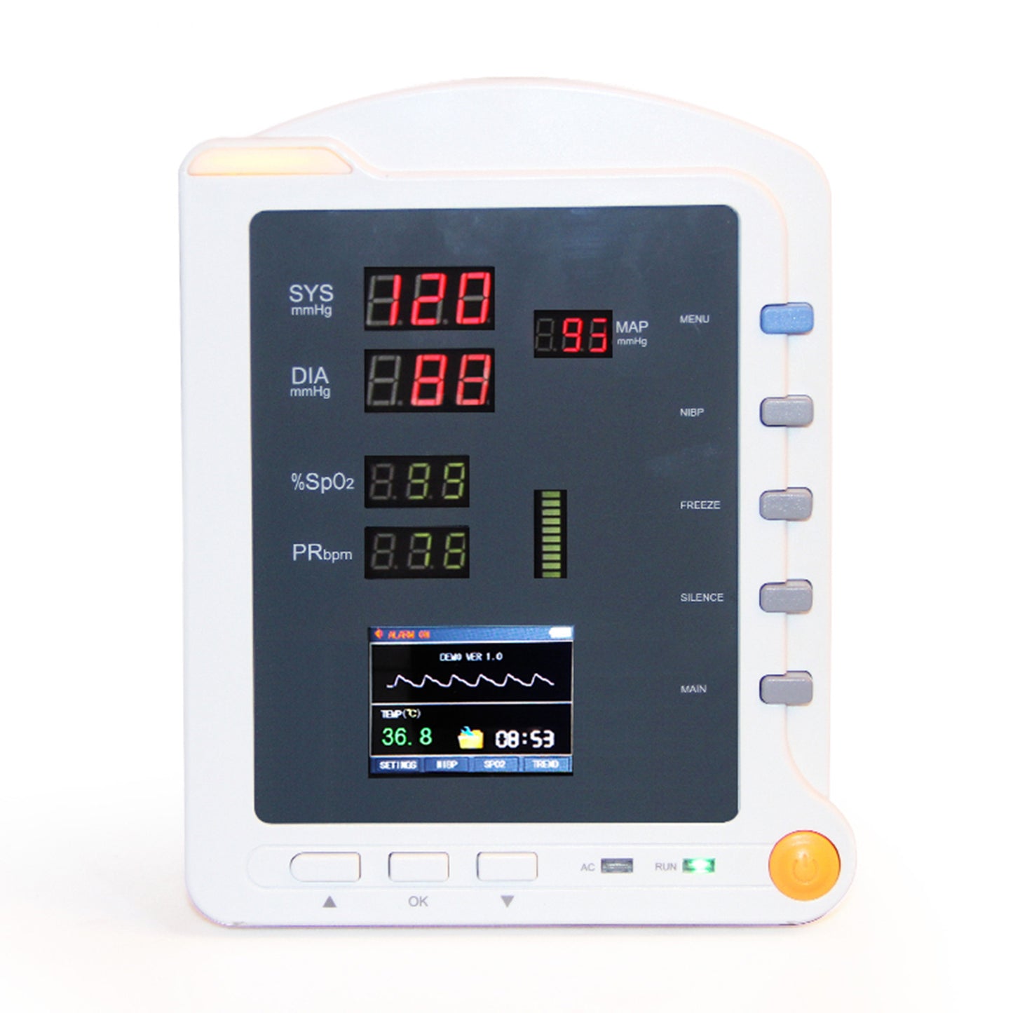 SR5100 Vital Signs Monitor CCU ICU Patient Monitor,NIBP / SPO2 / PR/TEMP 2.8'' True Color TFT LCD