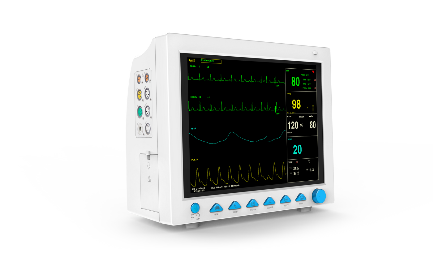 SR801 Patient Monitor, 6-parameter Vital Signs Monitor,Spo2,NIBP,ECG,TEMP