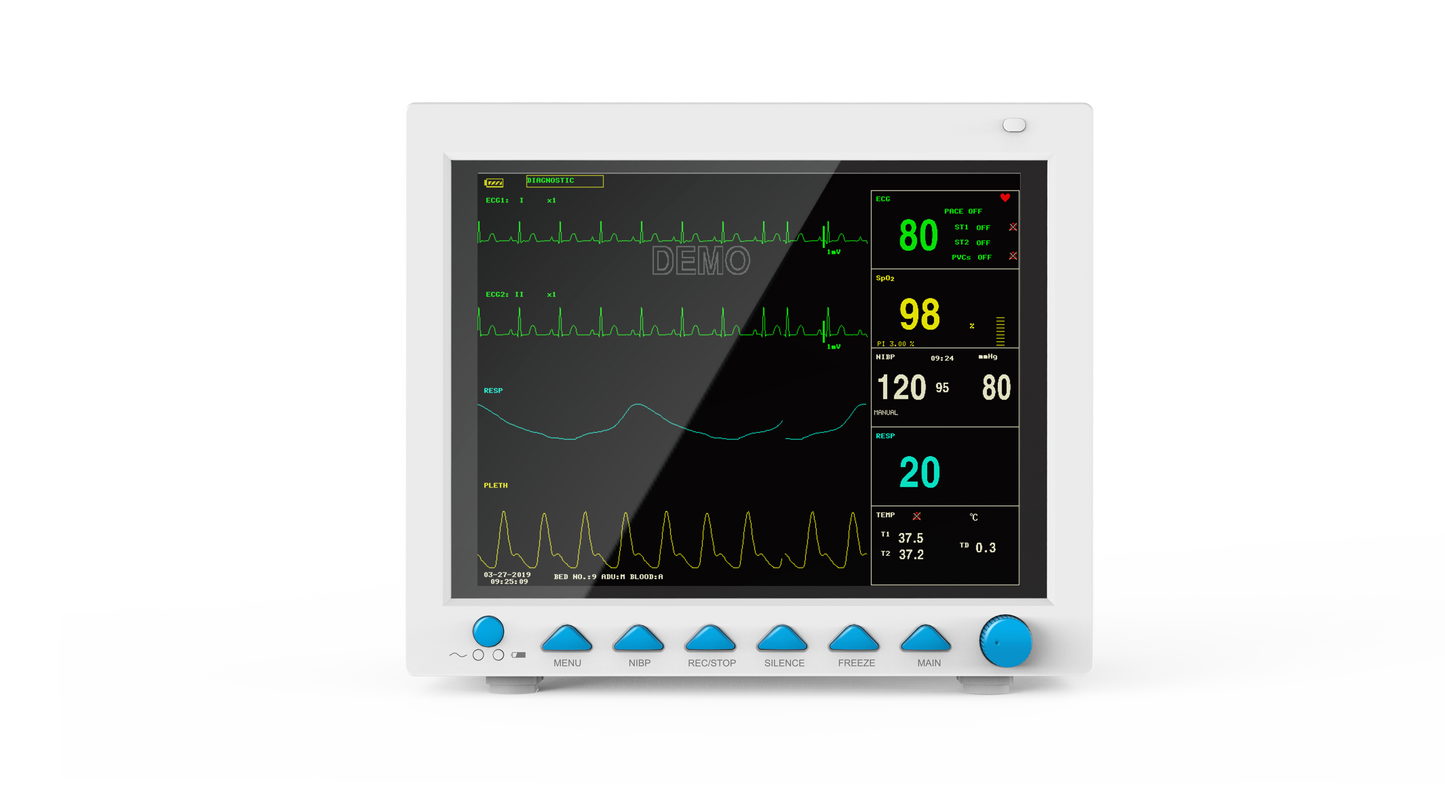 SR801 Patient Monitor, 6-parameter Vital Signs Monitor,Spo2,NIBP,ECG,TEMP